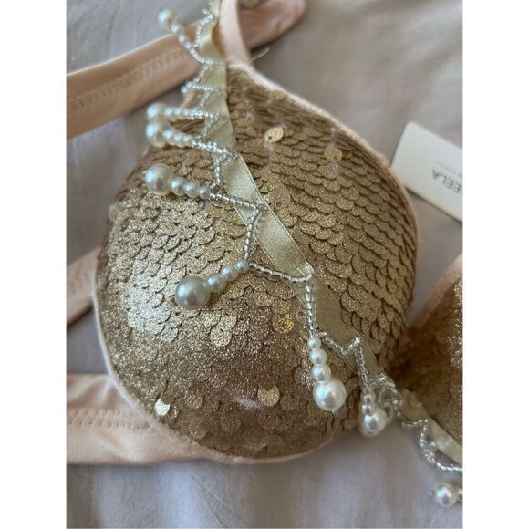 NEW Belly Dance Bra Gold Belly Dance Costume Bellydance Carnival S - Picture 4 of 6